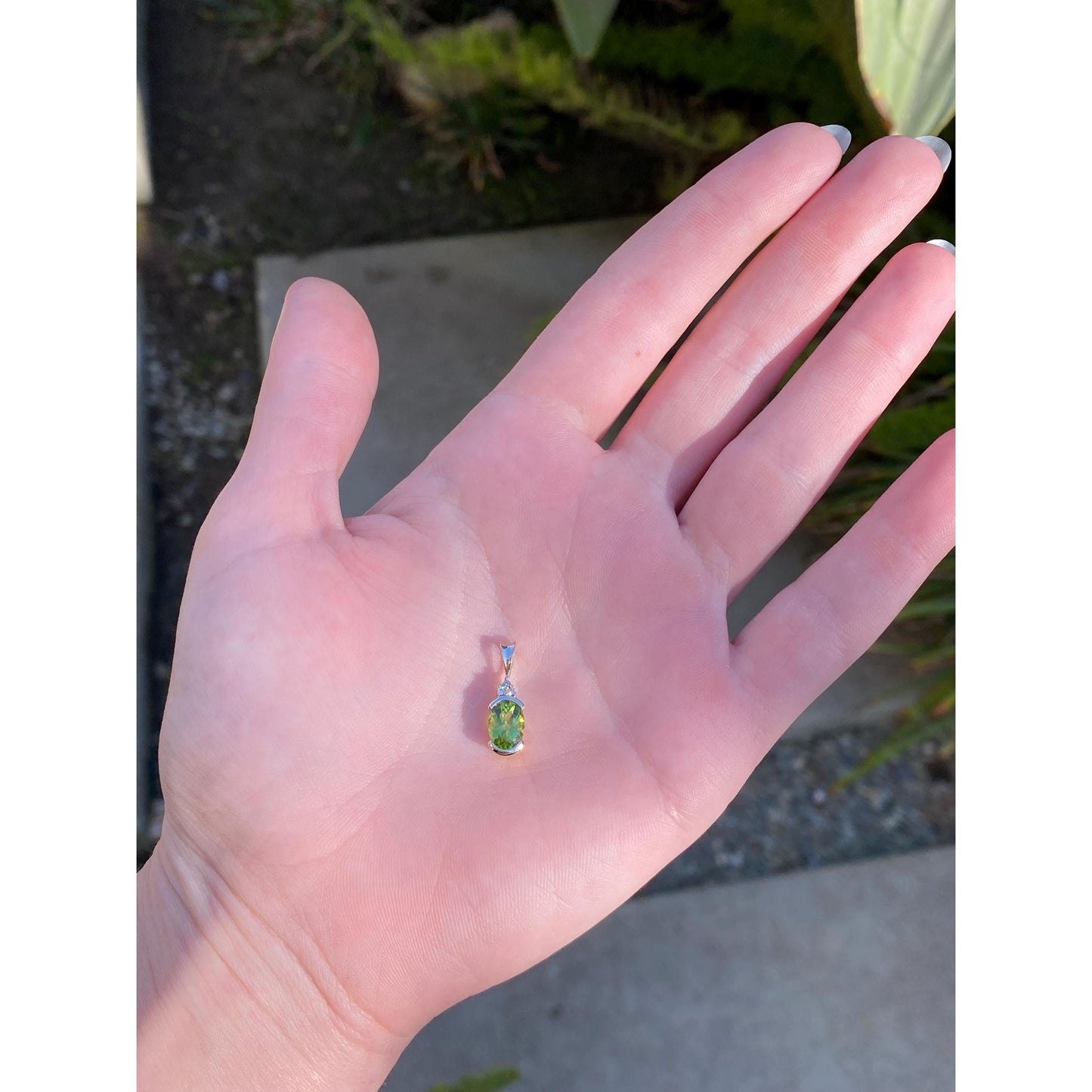 Solid 14k Yellow Gold Diamond Peridot Charm