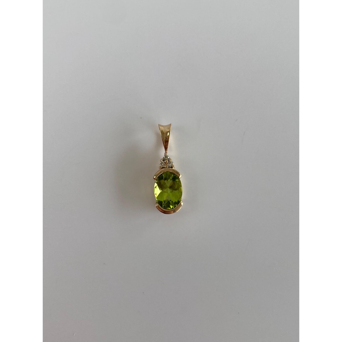 Solid 14k Yellow Gold Diamond Peridot Charm
