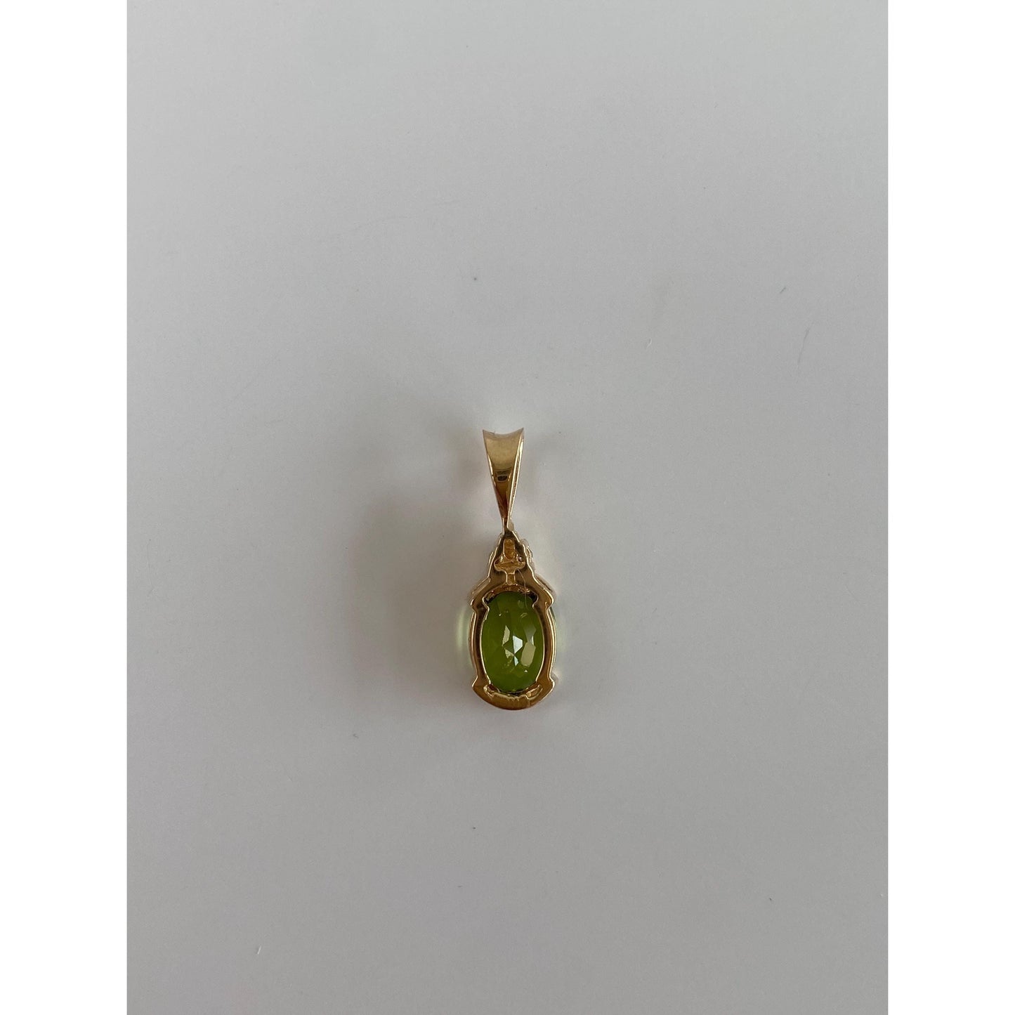 Solid 14k Yellow Gold Diamond Peridot Charm