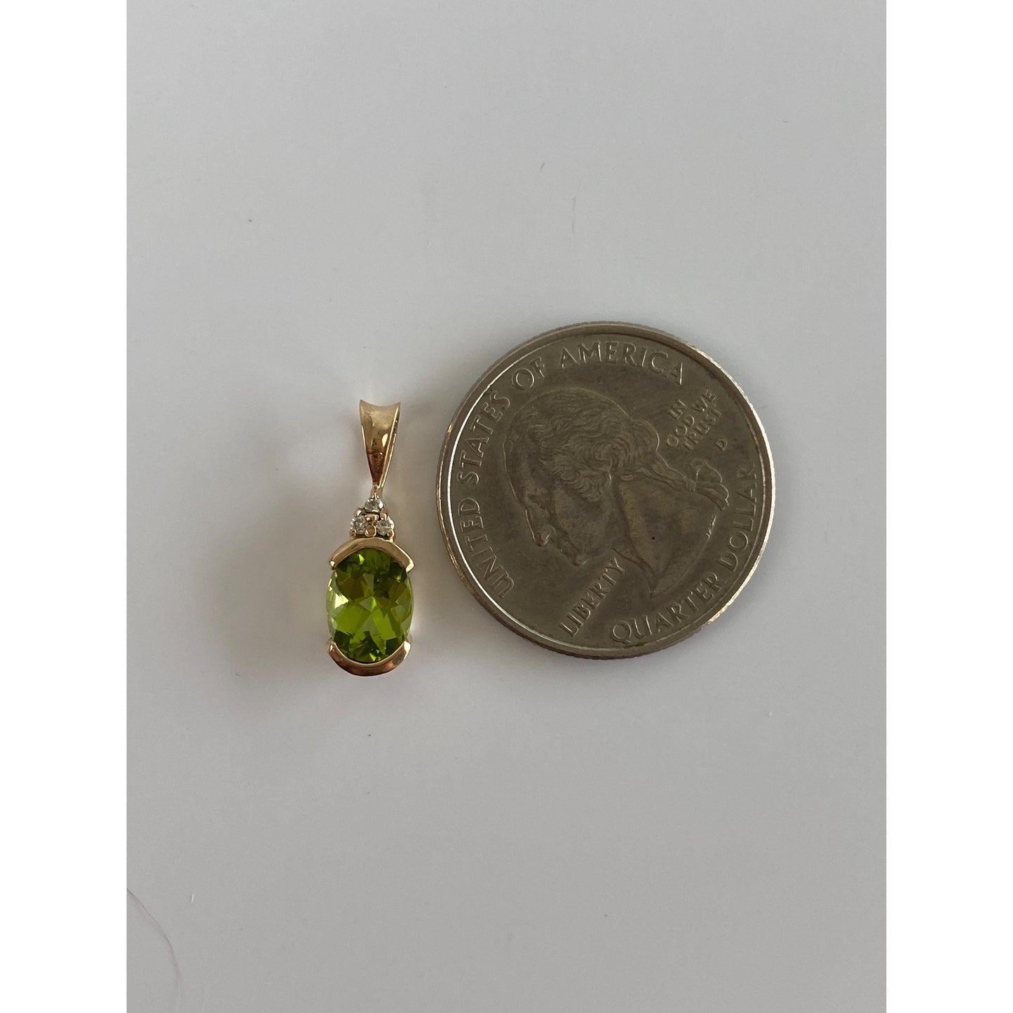 Solid 14k Yellow Gold Diamond Peridot Charm
