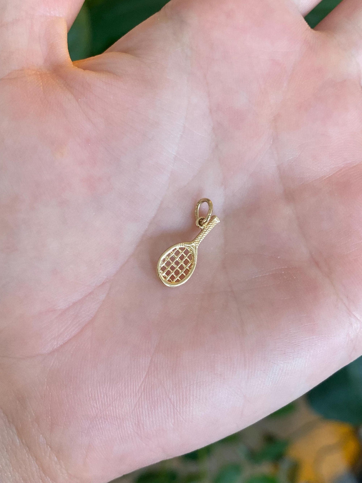 Vintage Solid 14k Yellow Gold Tennis Racket Charm