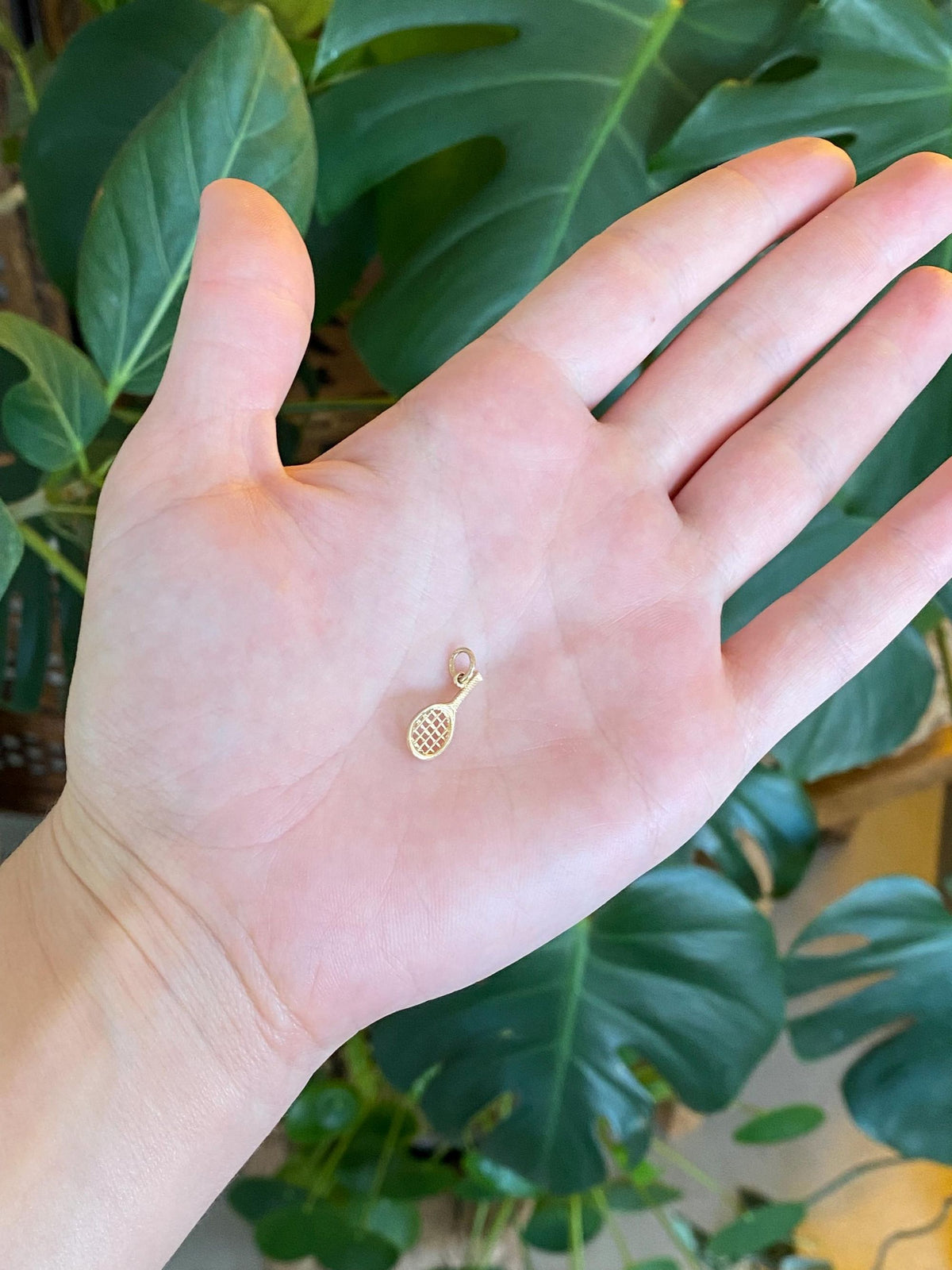 Vintage Solid 14k Yellow Gold Tennis Racket Charm