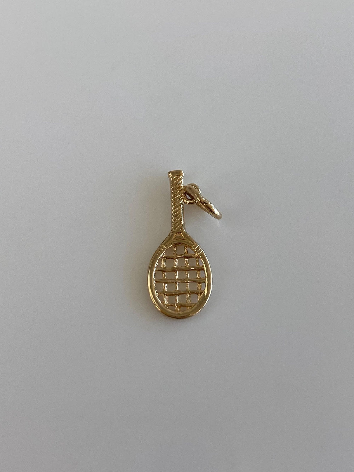 Vintage Solid 14k Yellow Gold Tennis Racket Charm