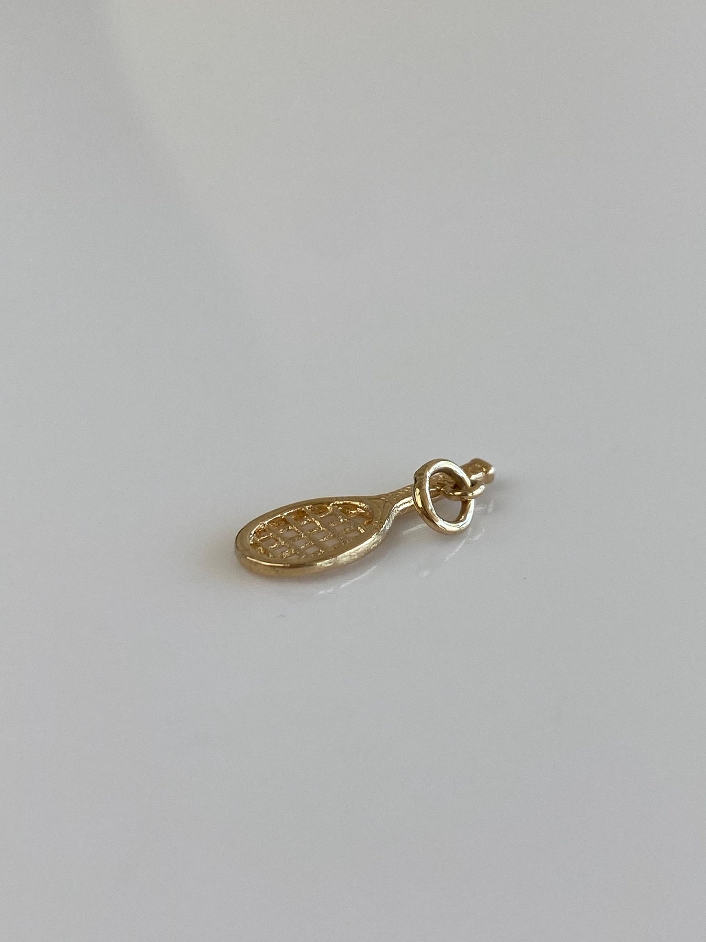 Vintage Solid 14k Yellow Gold Tennis Racket Charm