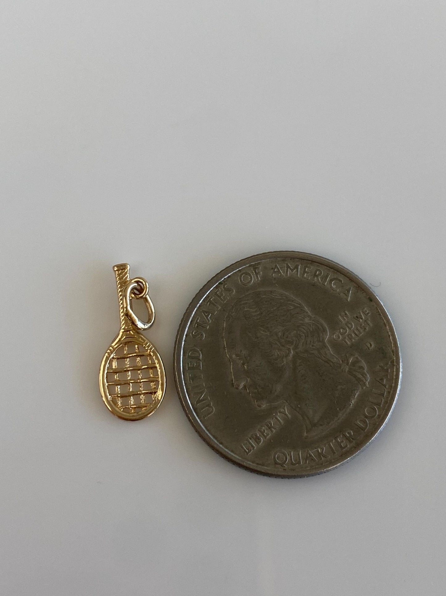 Vintage Solid 14k Yellow Gold Tennis Racket Charm