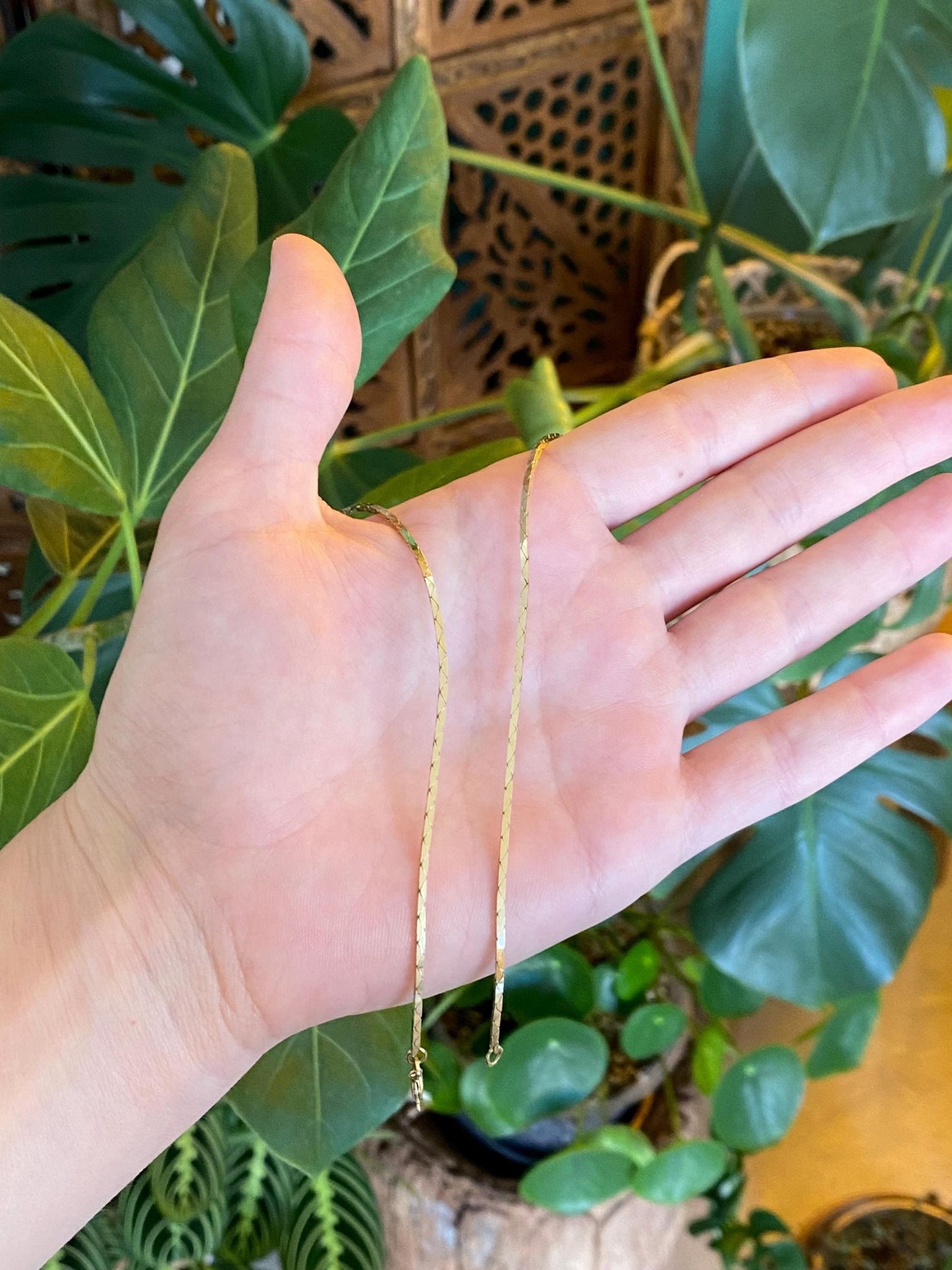 Vintage Solid 14k Yellow Gold Triangle Link Chain Necklace - 15.75 inches