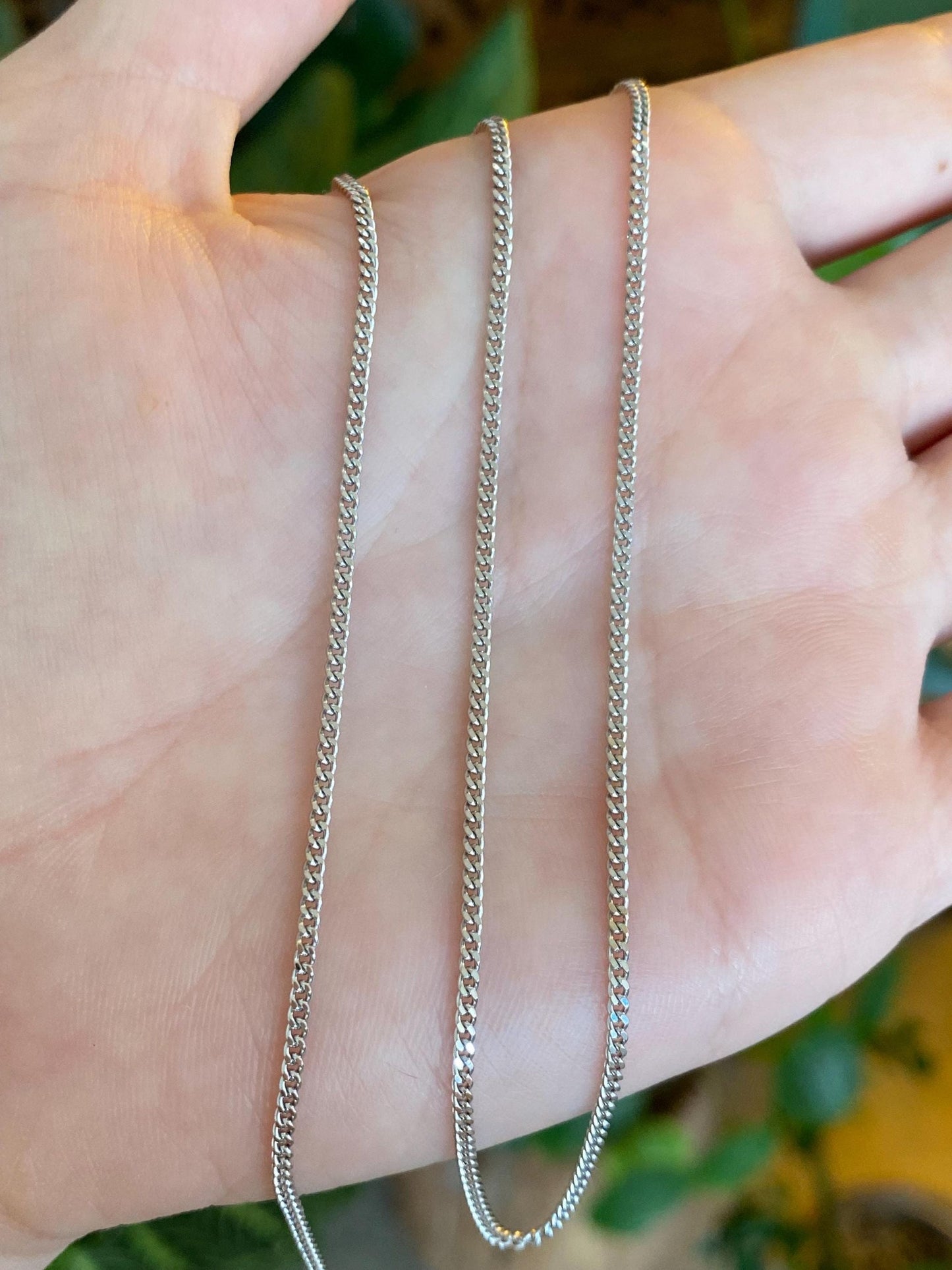 Solid 18k White Gold Curb Chain Necklace - 19.75 inches