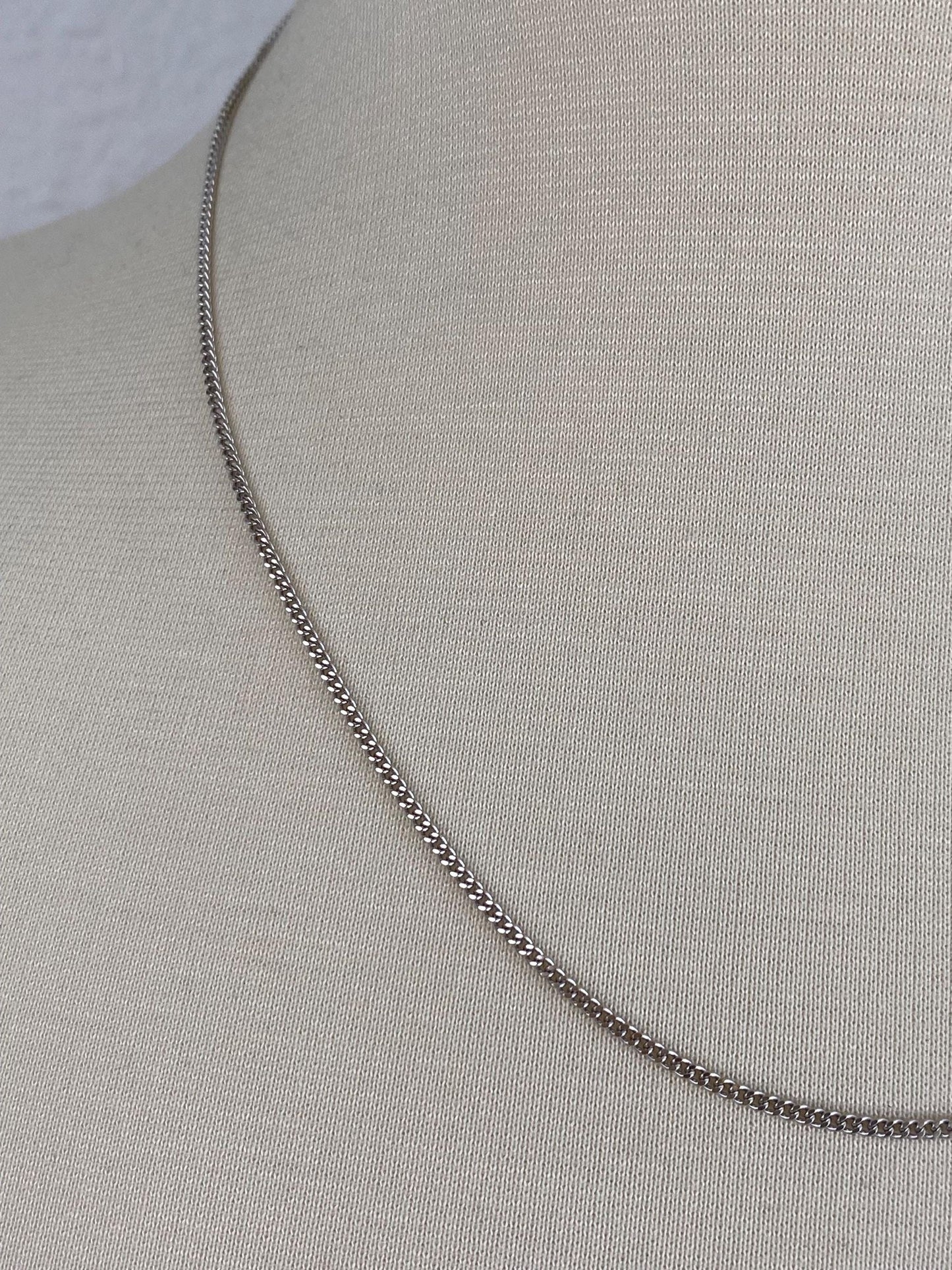 Solid 18k White Gold Curb Chain Necklace - 19.75 inches
