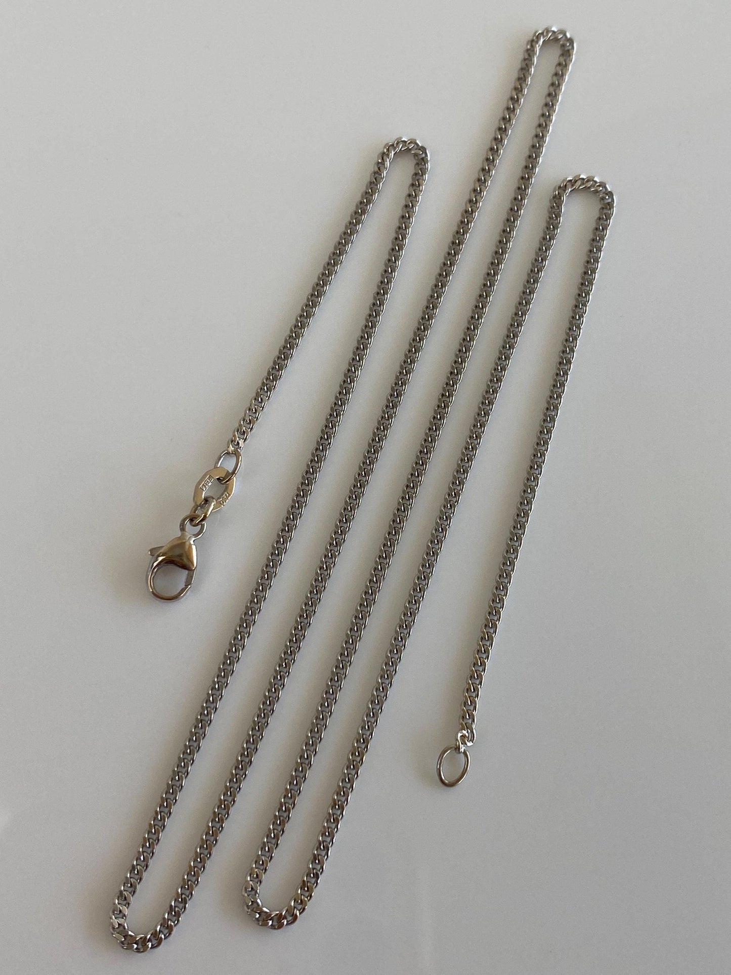 Solid 18k White Gold Curb Chain Necklace - 19.75 inches