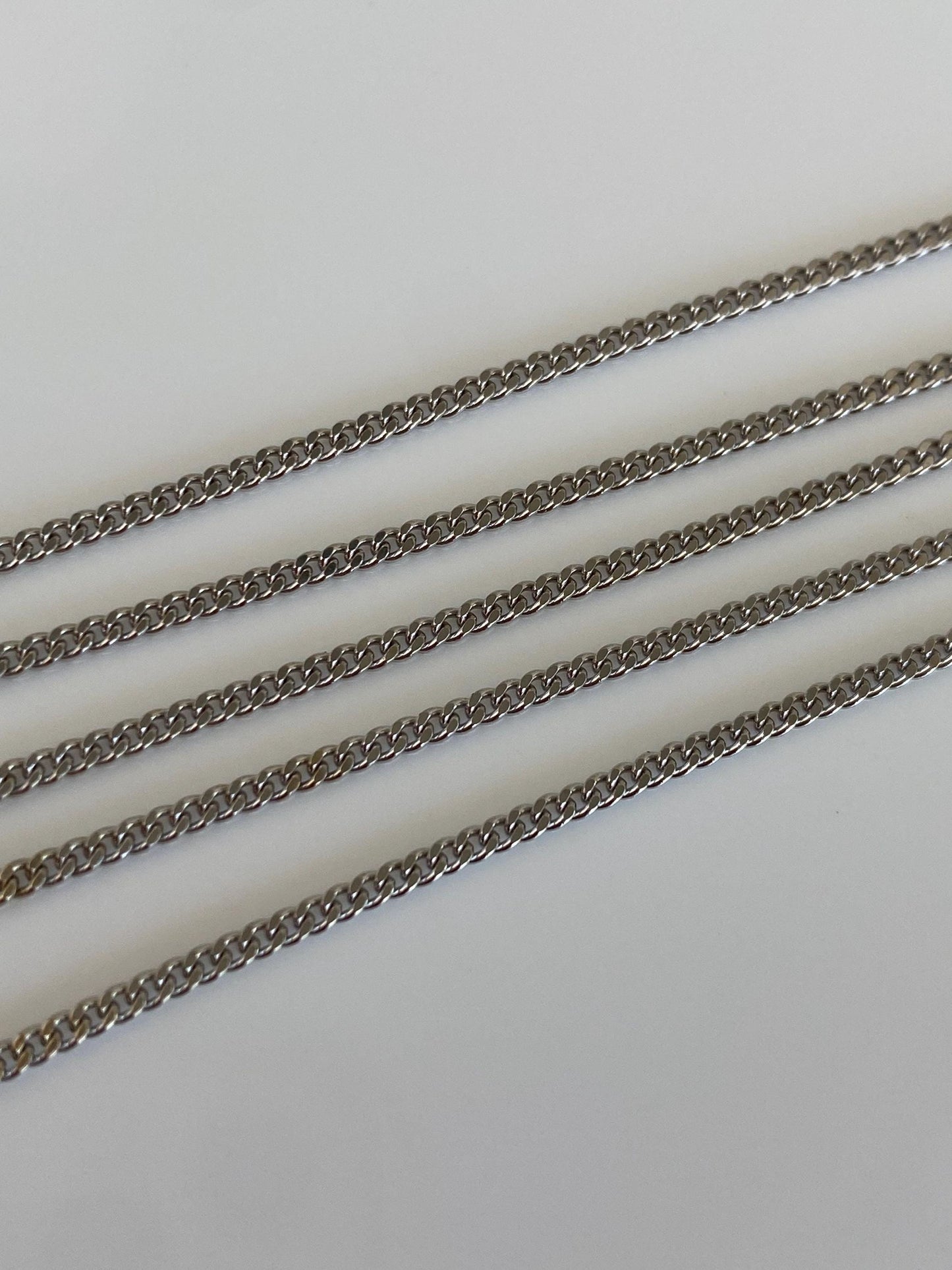 Solid 18k White Gold Curb Chain Necklace - 19.75 inches
