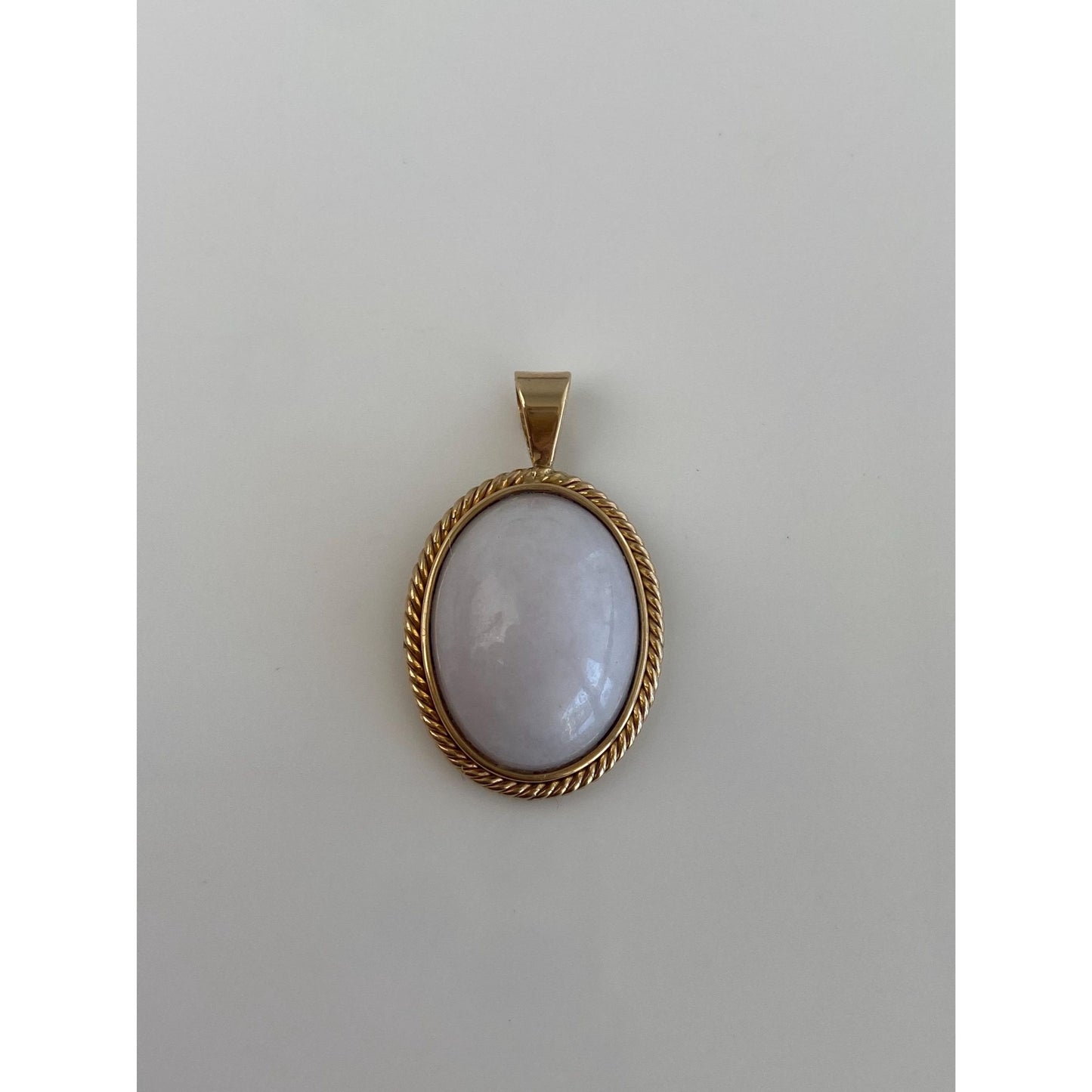 Vintage Solid 14k Yellow Gold White Jade Cabochon Charm