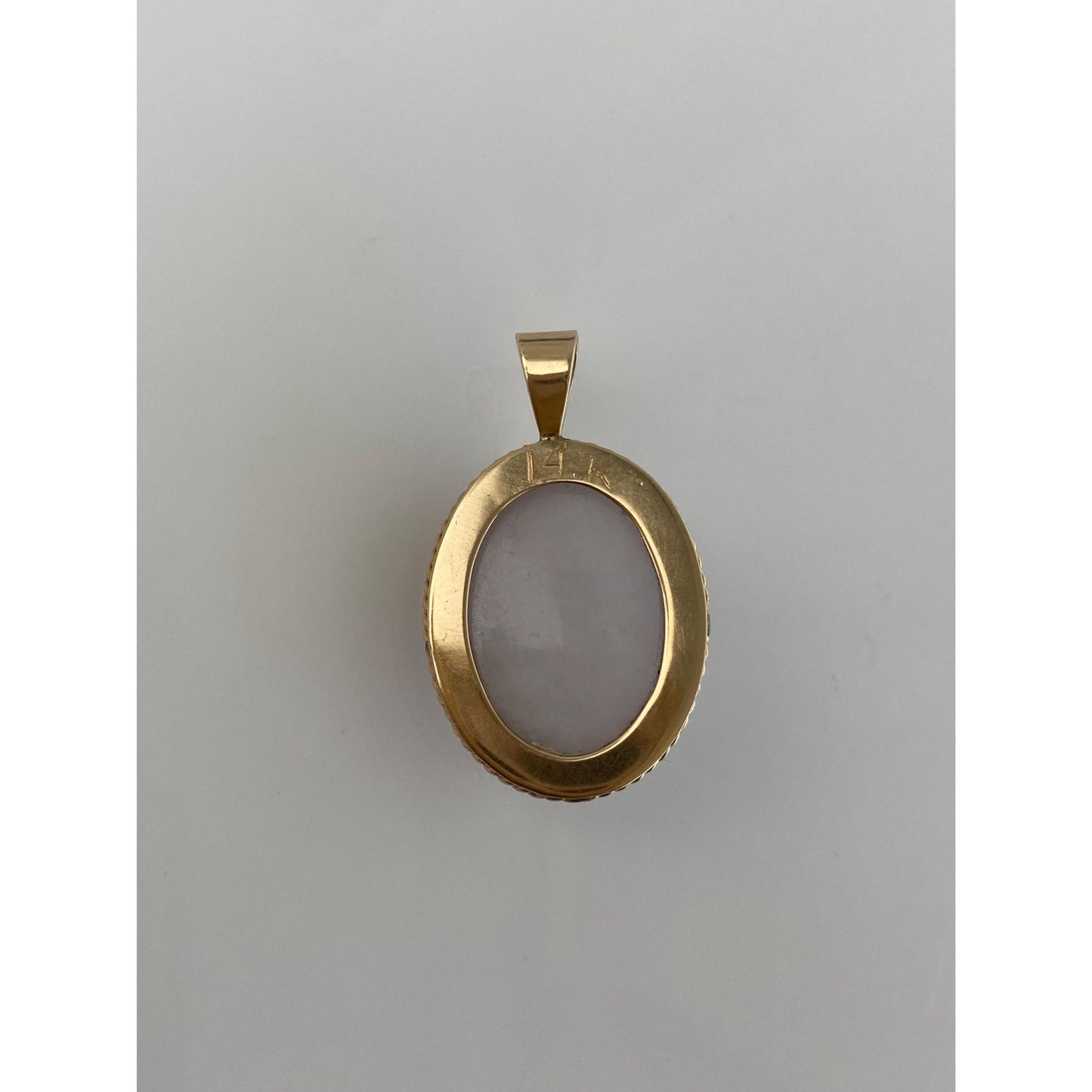 Vintage Solid 14k Yellow Gold White Jade Cabochon Charm