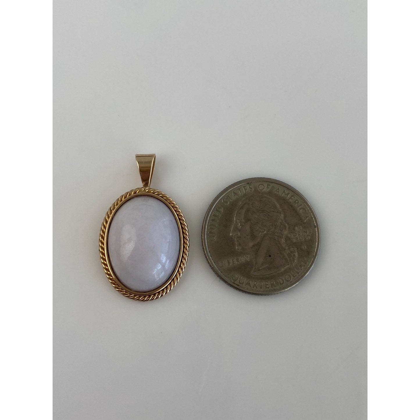 Vintage Solid 14k Yellow Gold White Jade Cabochon Charm