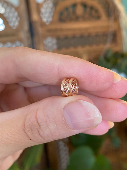 Vintage Solid 14k Rose Gold Filigree Charm