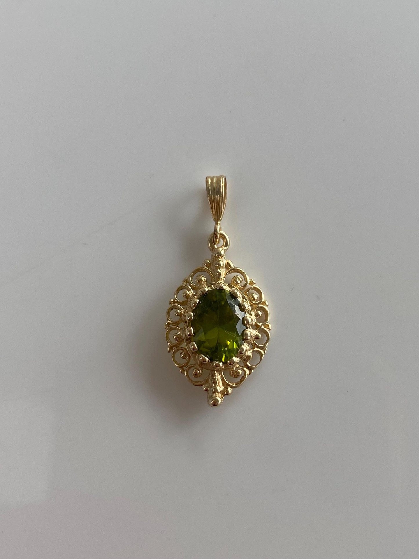 Solid 14k Yellow Gold Green Tourmaline Charm