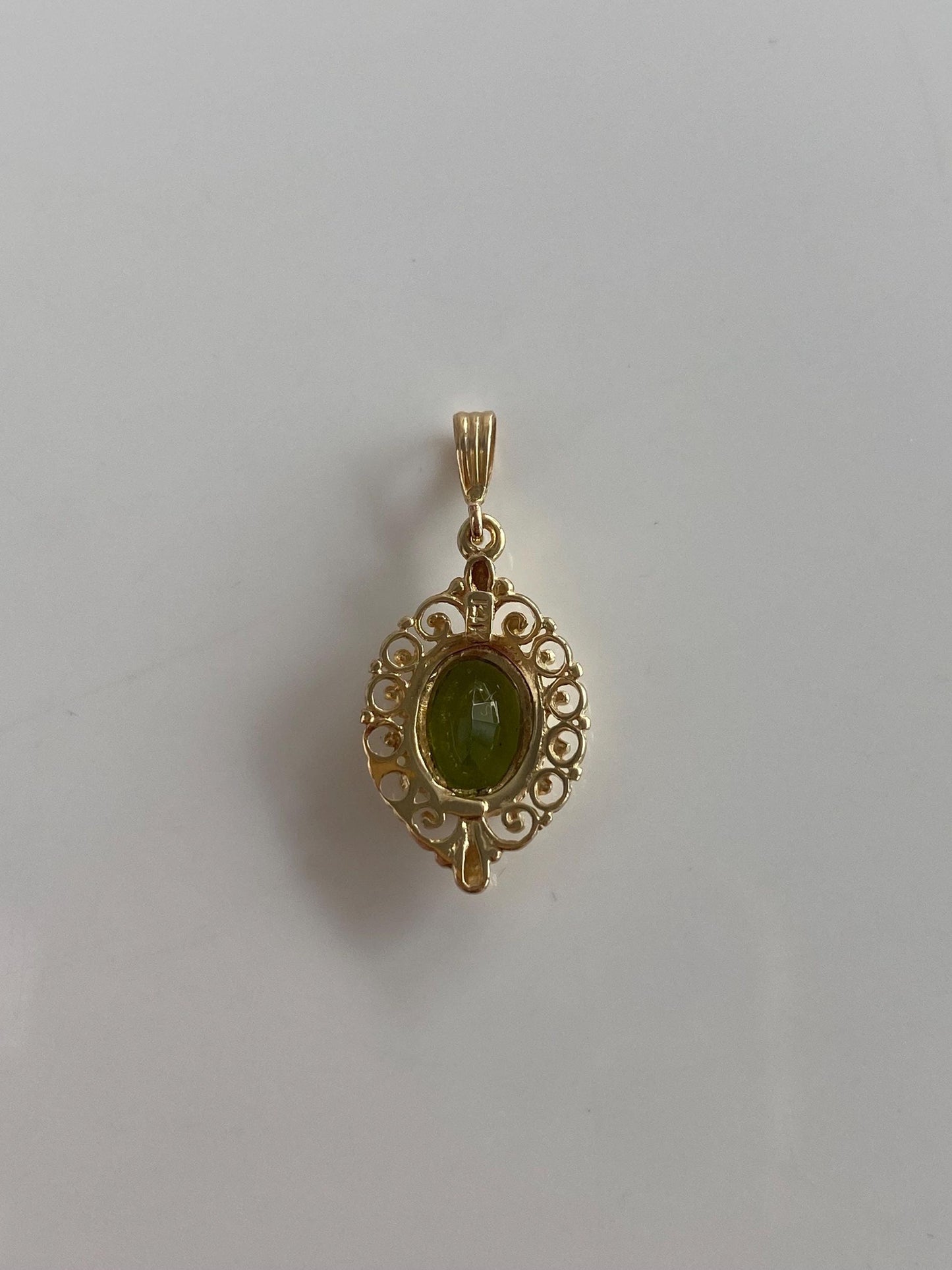 Solid 14k Yellow Gold Green Tourmaline Charm
