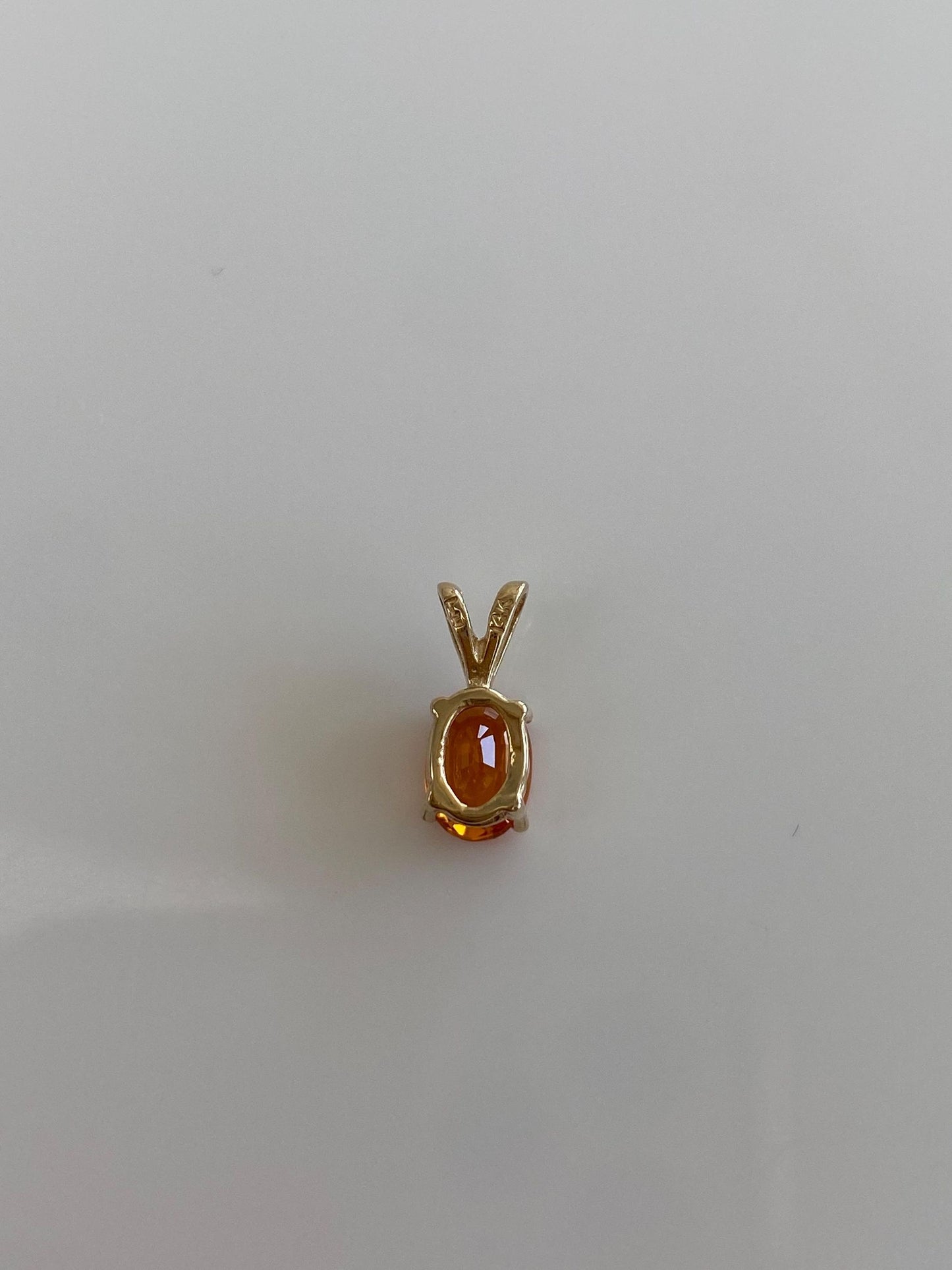 Vintage Solid 14k Yellow Gold Orange Tourmaline Charm