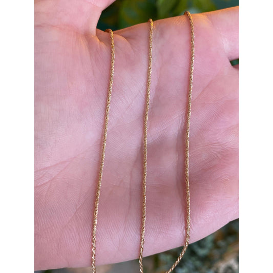 Vintage Solid 14k Yellow Gold Twist Style Chain Necklace - 17 inches