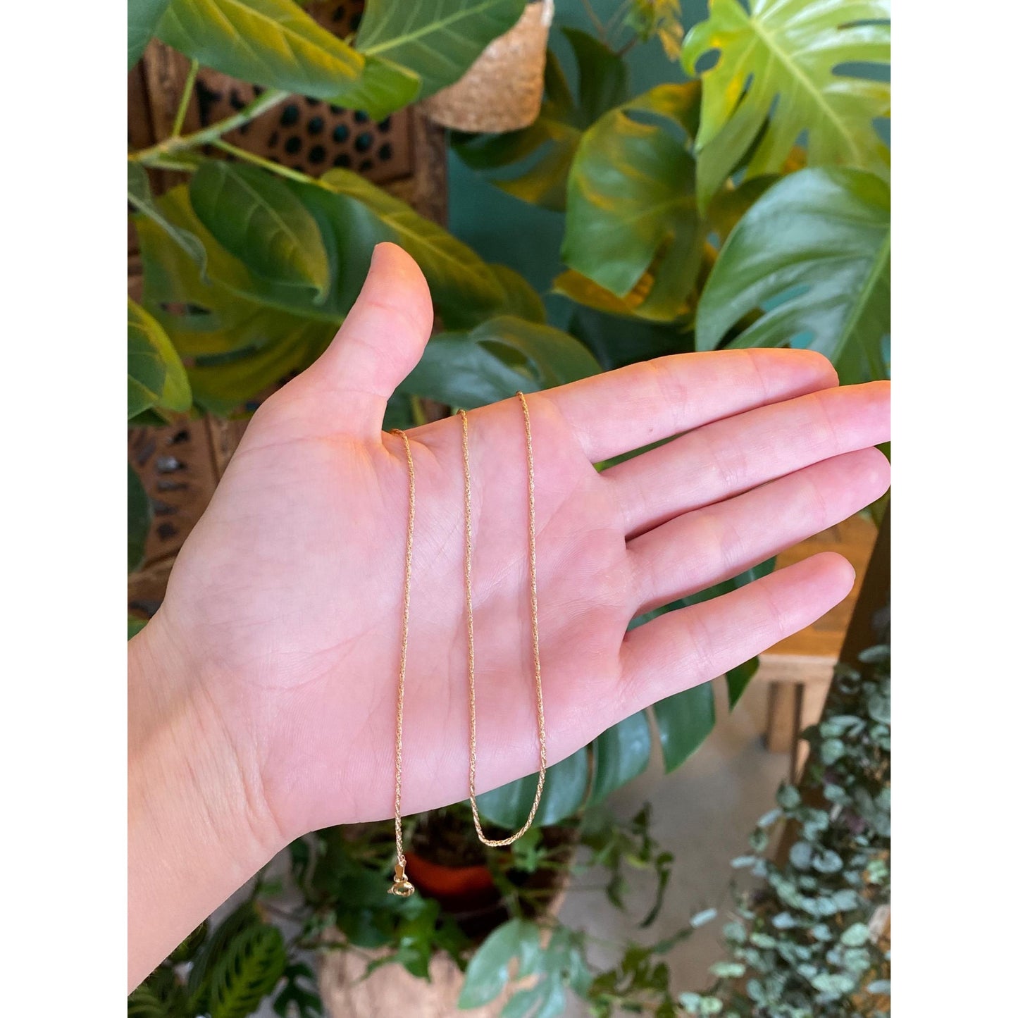 Vintage Solid 14k Yellow Gold Twist Style Chain Necklace - 17 inches