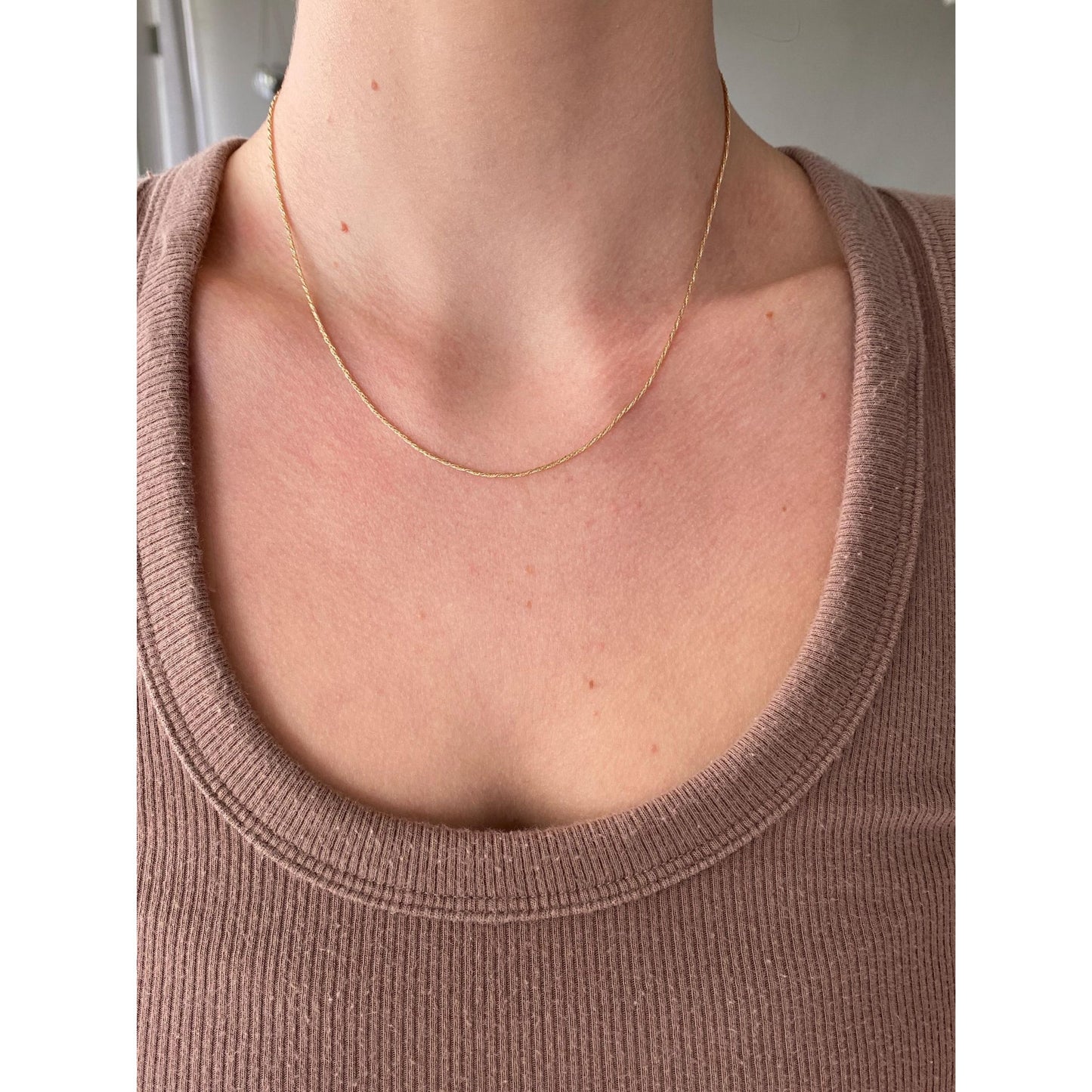 Vintage Solid 14k Yellow Gold Twist Style Chain Necklace - 17 inches