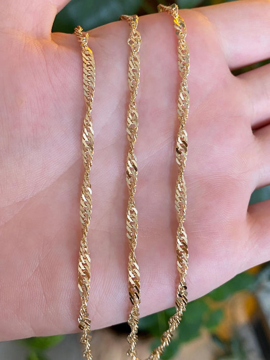 Vintage Solid 14k Yellow Gold Chunky Twist Chain Necklace - 24 inches