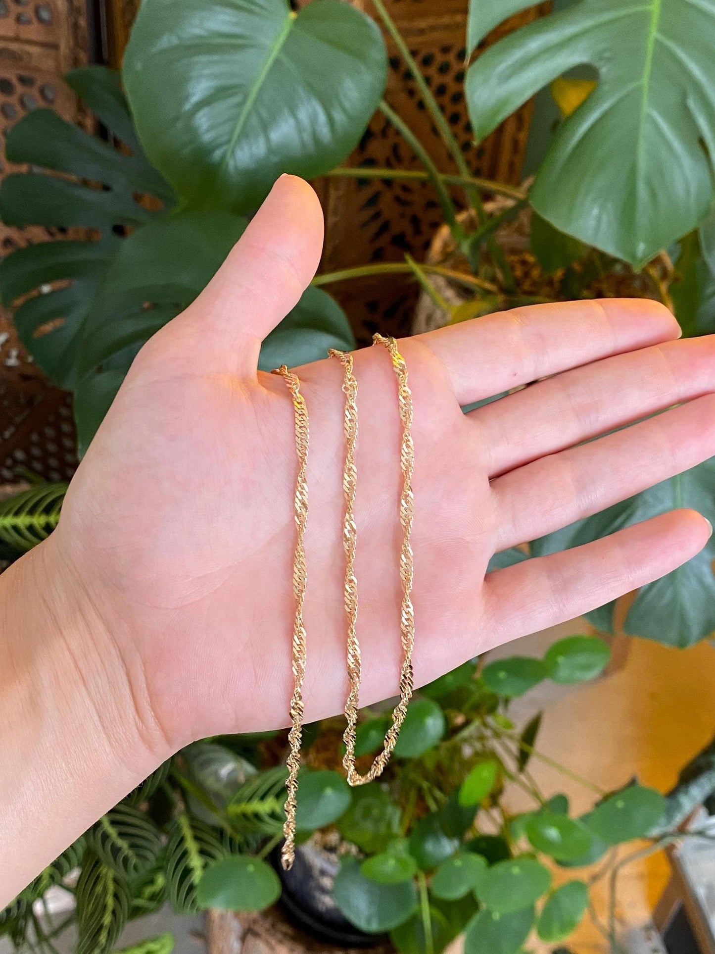 Vintage Solid 14k Yellow Gold Chunky Twist Chain Necklace - 24 inches