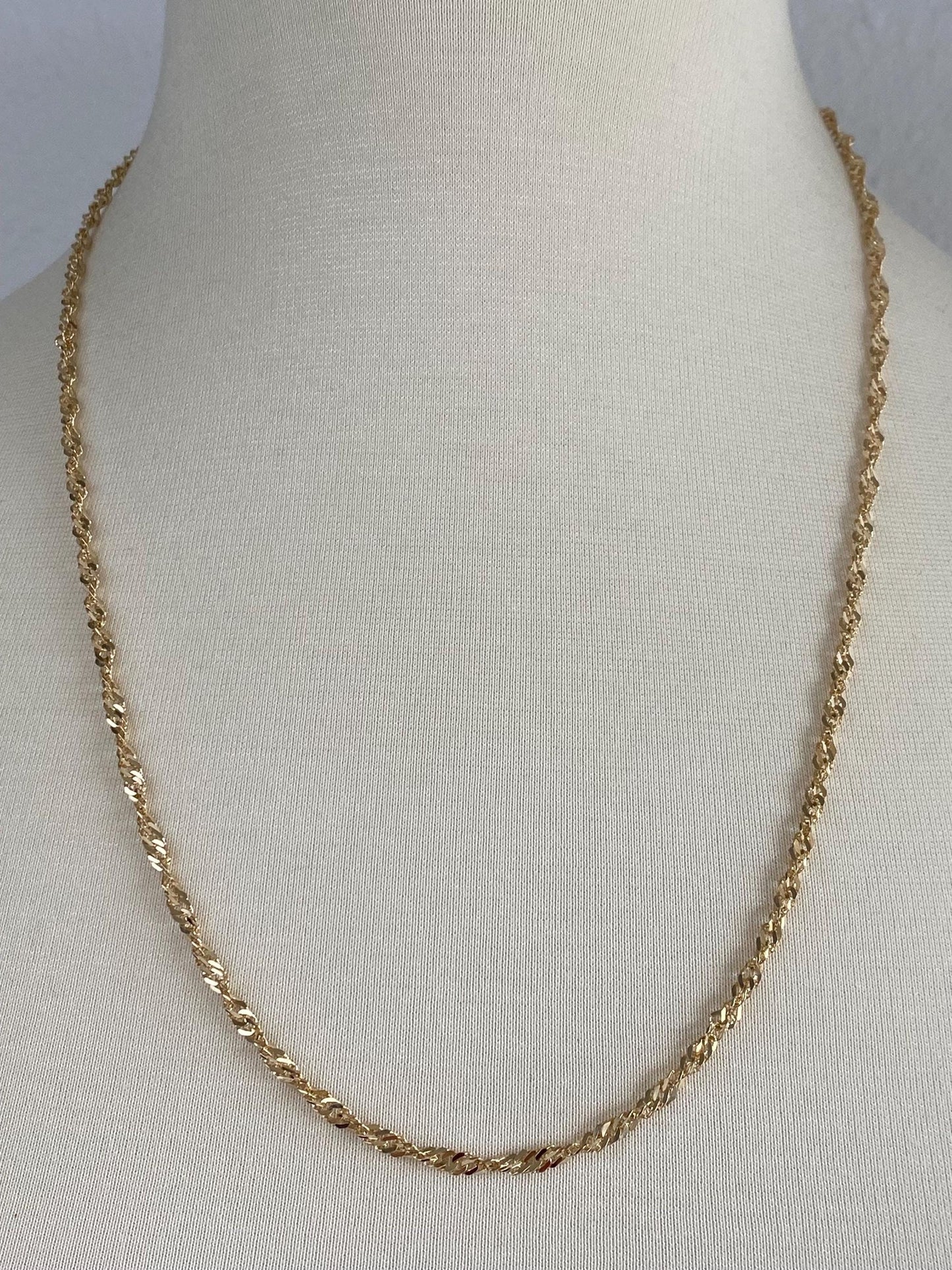 Vintage Solid 14k Yellow Gold Chunky Twist Chain Necklace - 24 inches