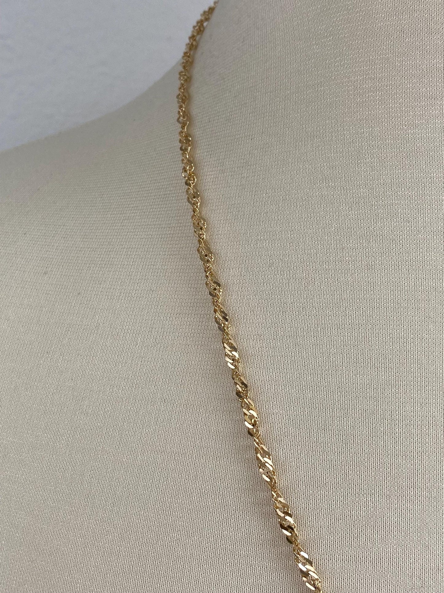 Vintage Solid 14k Yellow Gold Chunky Twist Chain Necklace - 24 inches