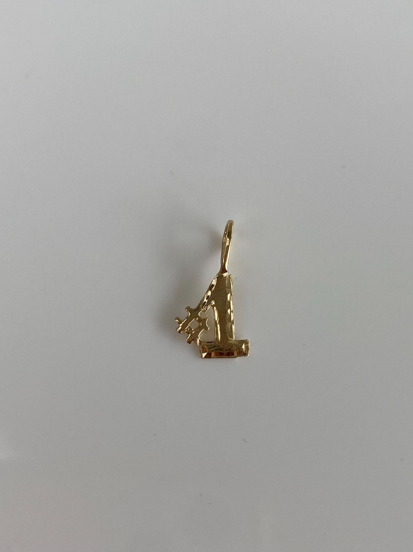 Vintage Solid 14k Yellow Gold Diamond Cut #1 Charm