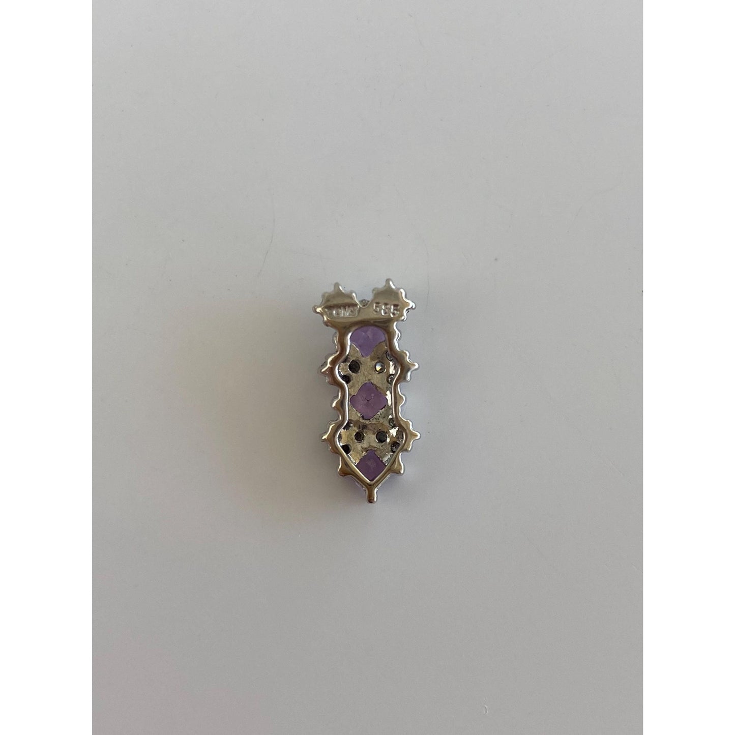 Vintage Solid 14k White Gold Pink Sapphire Diamond Slide Charm
