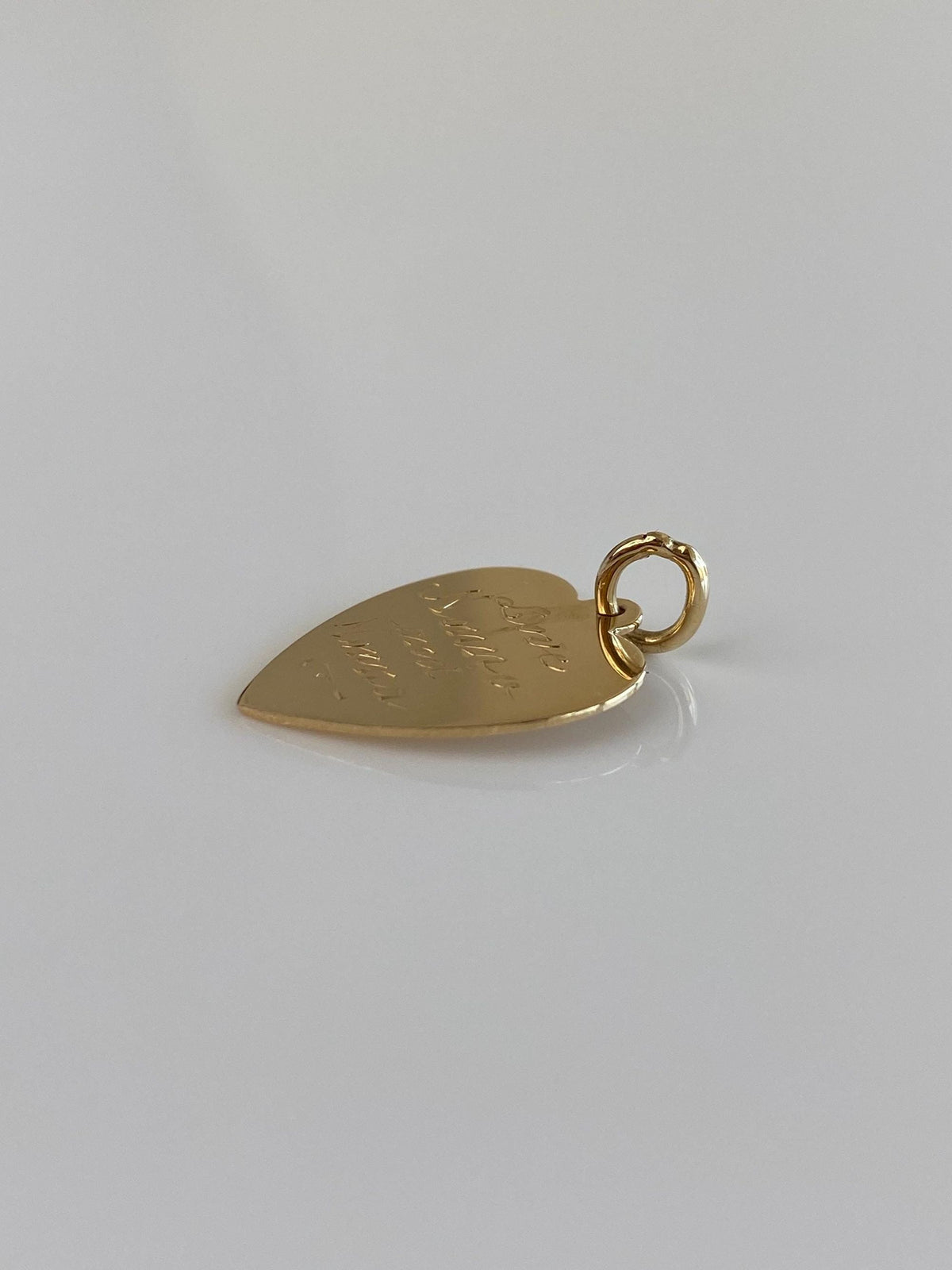 Vintage Solid 14k Yellow Gold Engraved Heart Charm
