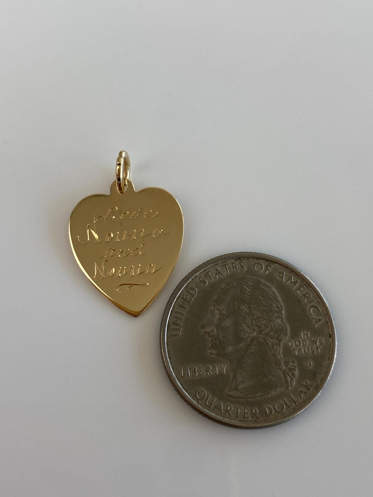 Vintage Solid 14k Yellow Gold Engraved Heart Charm