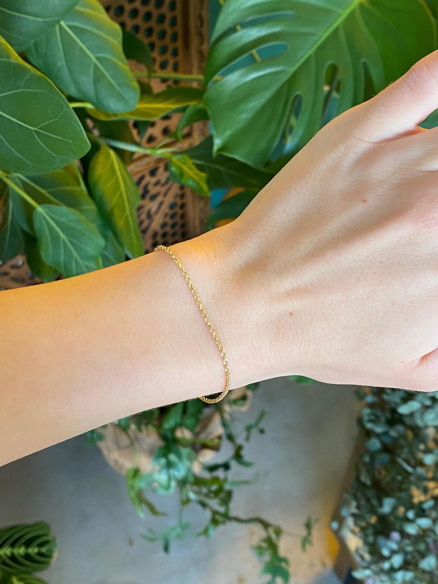 Vintage 14k Yellow Gold Rope Chain Bracelet - 7 inches