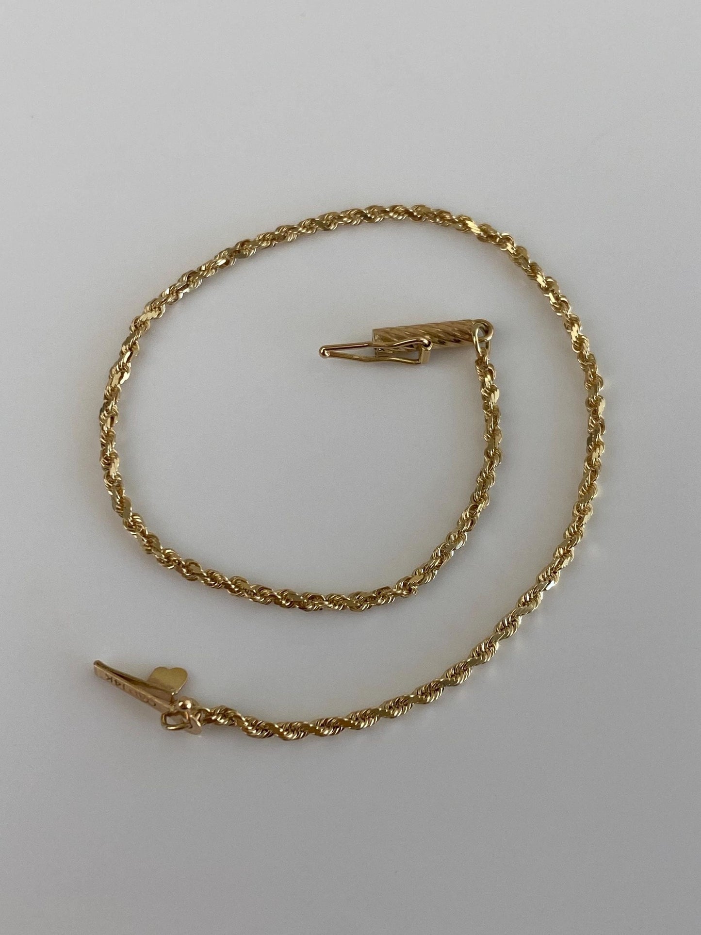 Vintage 14k Yellow Gold Rope Chain Bracelet - 7 inches