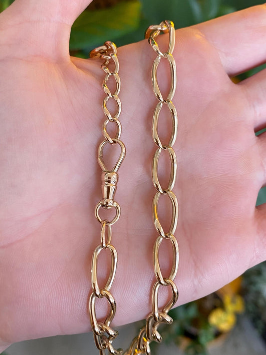 Vintage Solid 14k Yellow Gold Elongated Curb Chain Pocket Chain - 14 inches