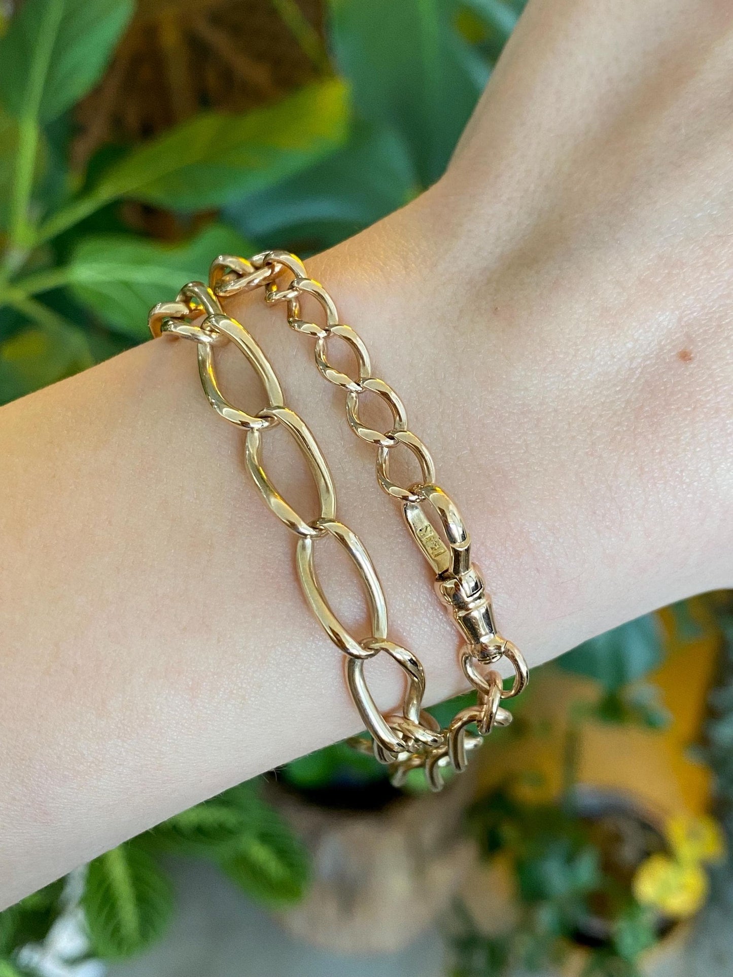 Vintage Solid 14k Yellow Gold Elongated Curb Chain Pocket Chain - 14 inches