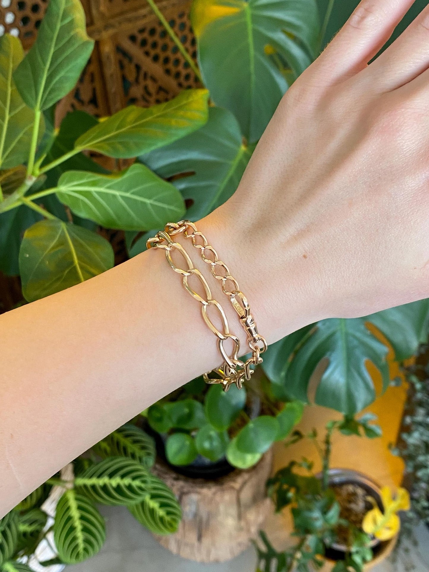 Vintage Solid 14k Yellow Gold Elongated Curb Chain Pocket Chain - 14 inches