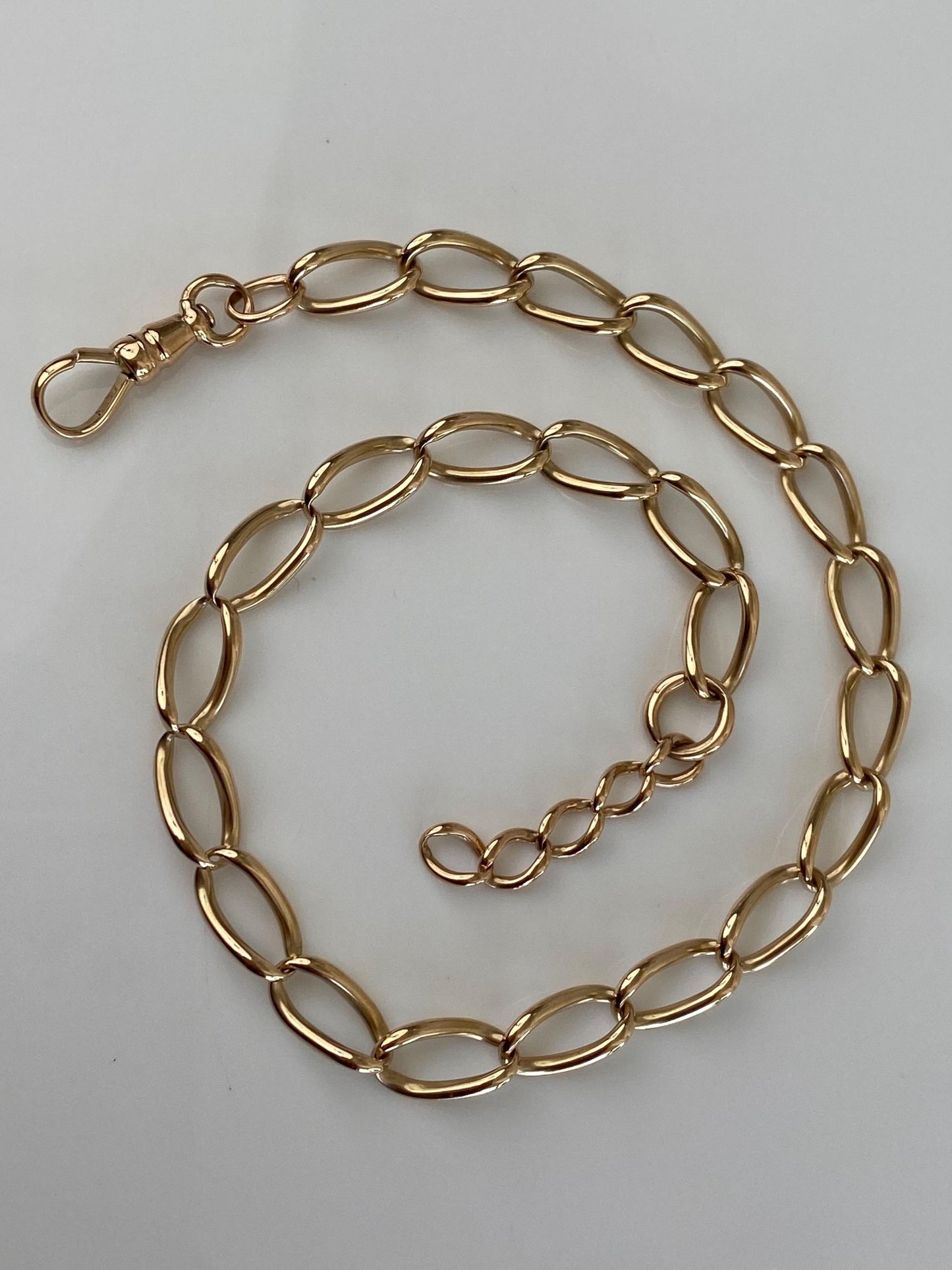 Vintage Solid 14k Yellow Gold Elongated Curb Chain Pocket Chain - 14 inches