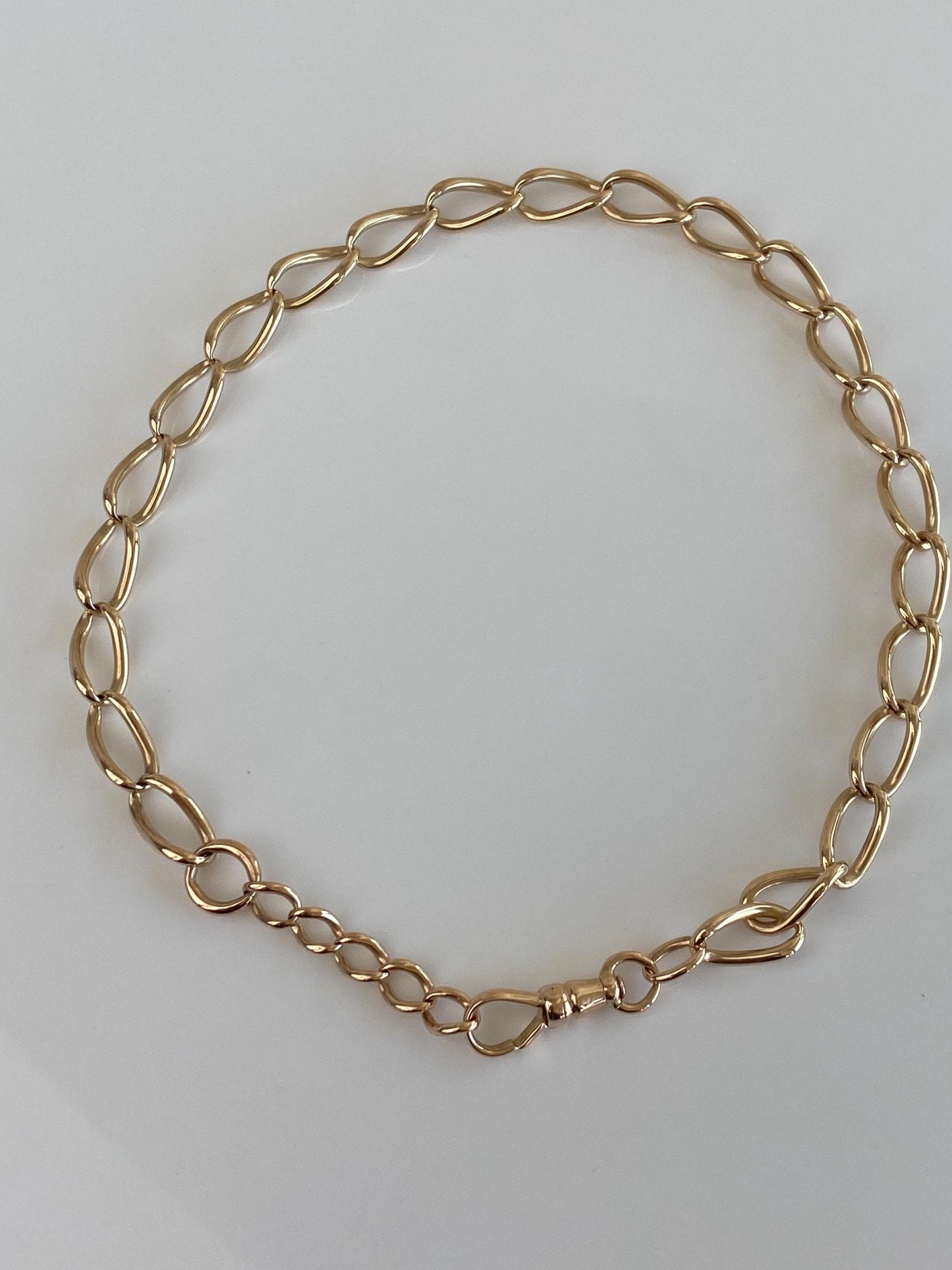 Vintage Solid 14k Yellow Gold Elongated Curb Chain Pocket Chain - 14 inches