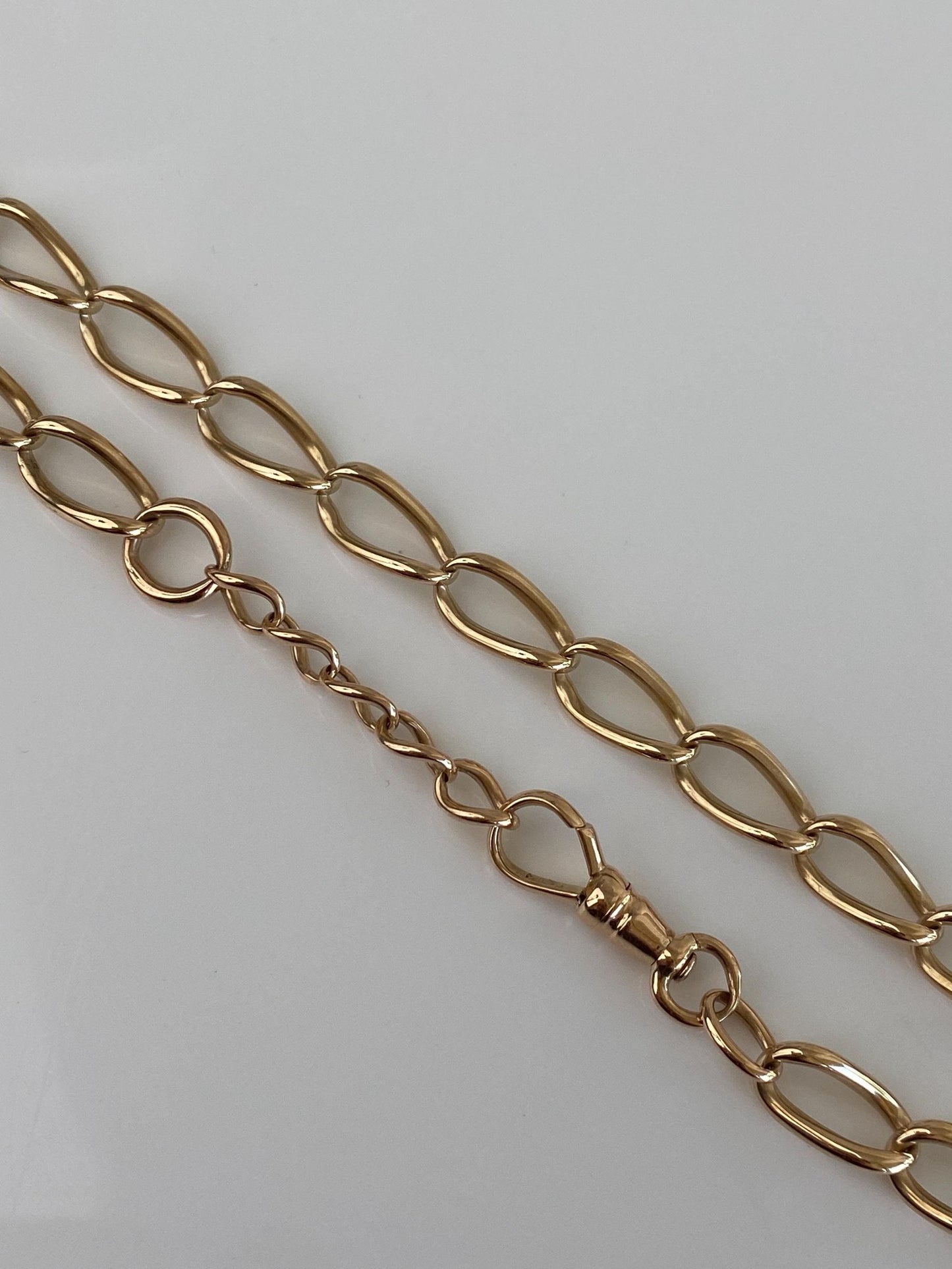 Vintage Solid 14k Yellow Gold Elongated Curb Chain Pocket Chain - 14 inches