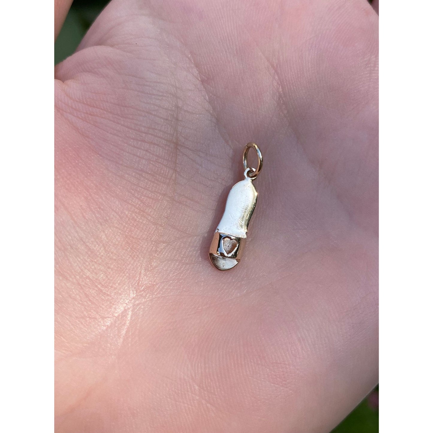 Vintage Solid 14k Yellow Gold Heart Slipper Charm