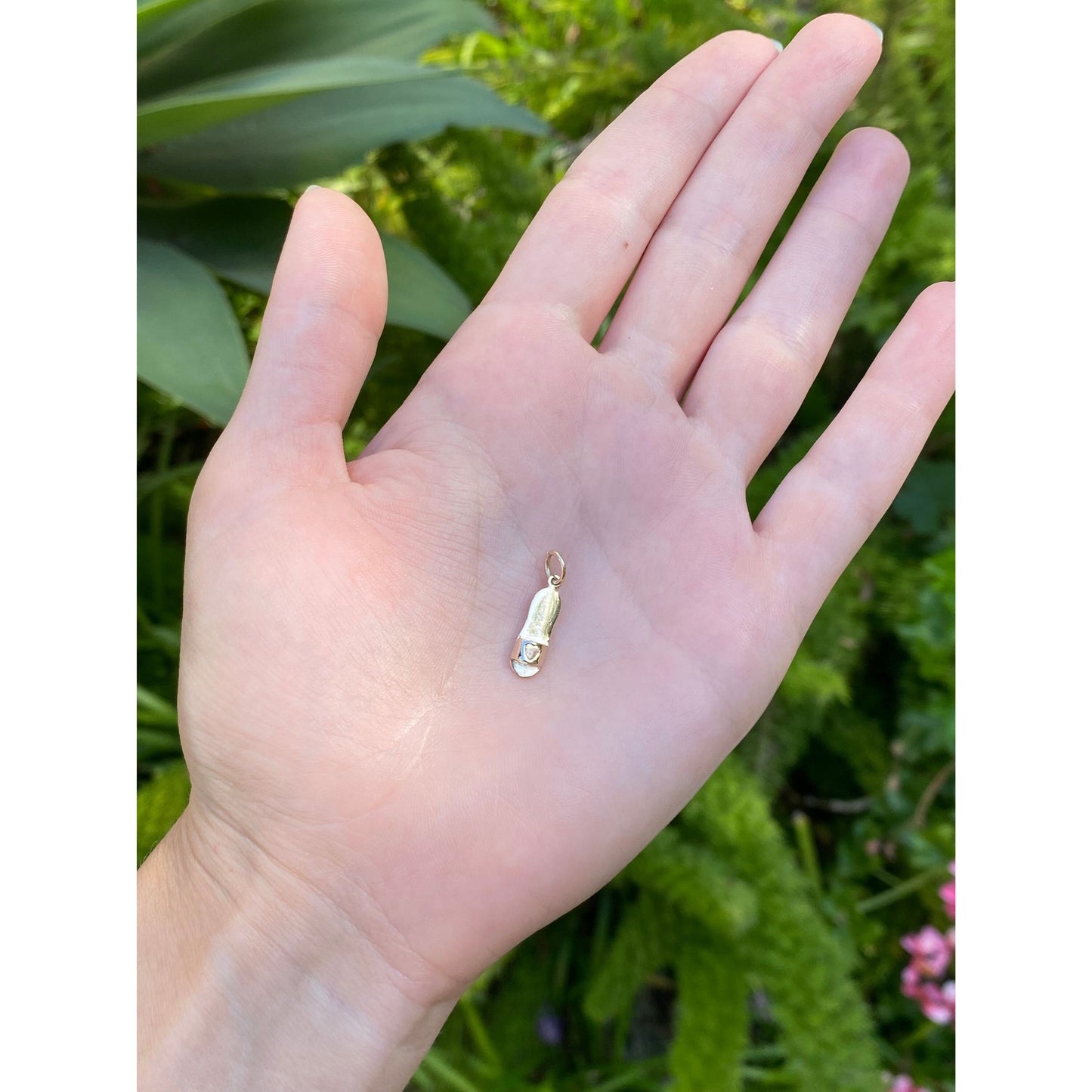 Vintage Solid 14k Yellow Gold Heart Slipper Charm