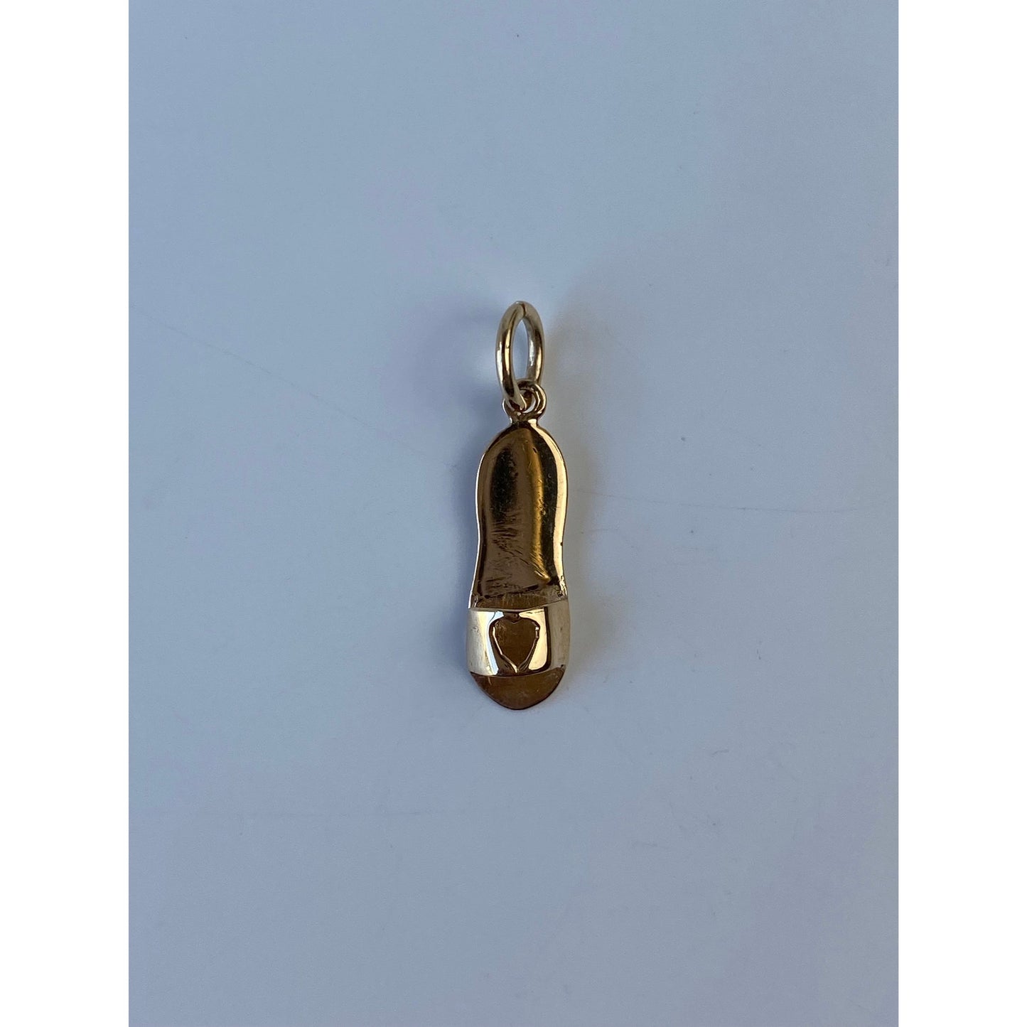 Vintage Solid 14k Yellow Gold Heart Slipper Charm