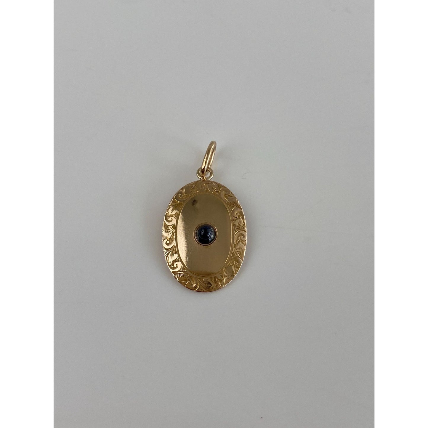 Vintage Solid 10k Yellow Gold Blue Spinel Engraved Cufflink Conversion Charm