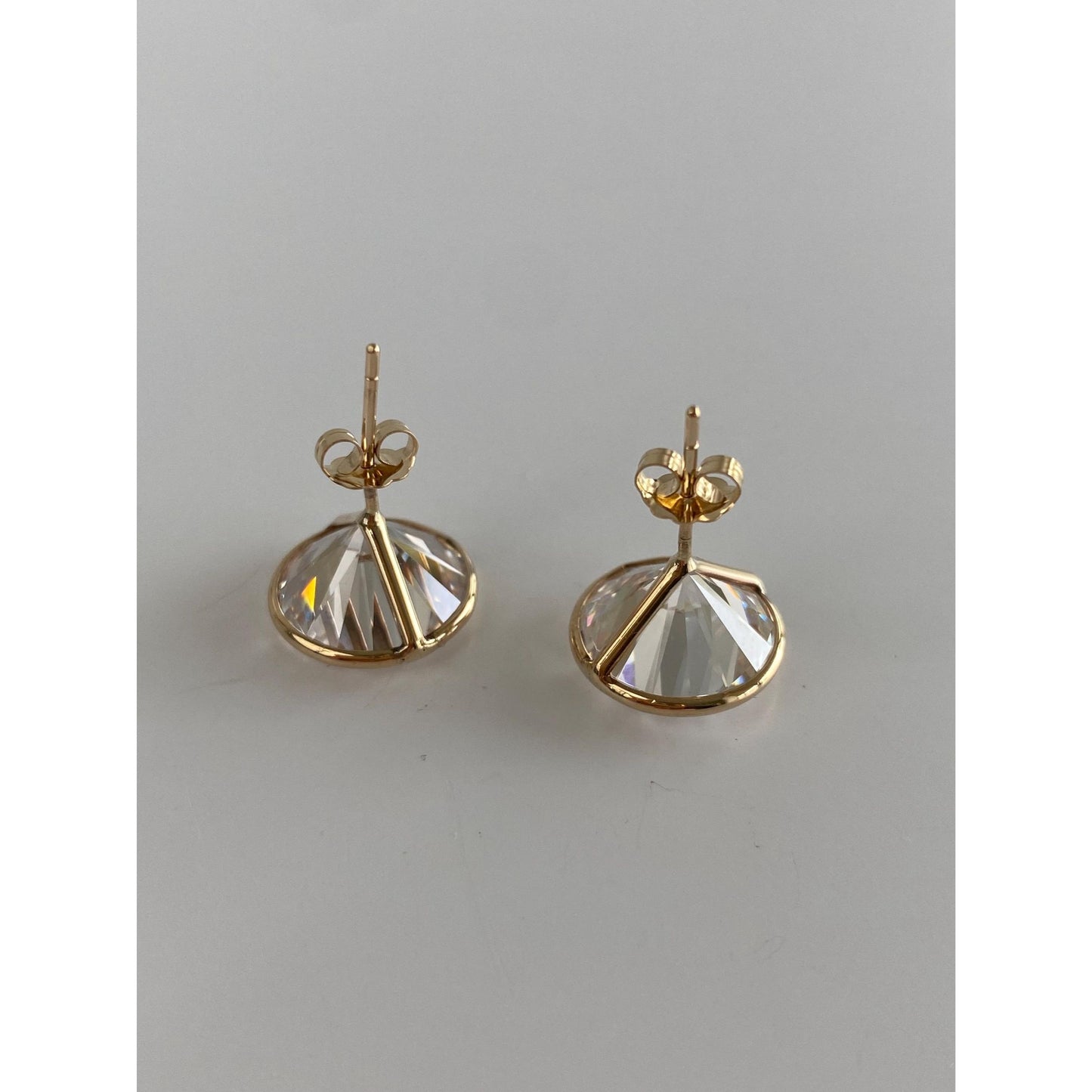 Solid 14k Yellow Gold Cubic Zirconia Stud Earrings