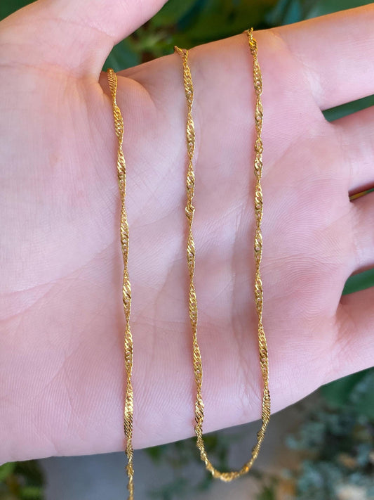 Vintage Solid 21k Yellow Gold Twist Chain Necklace - 19.25 inches