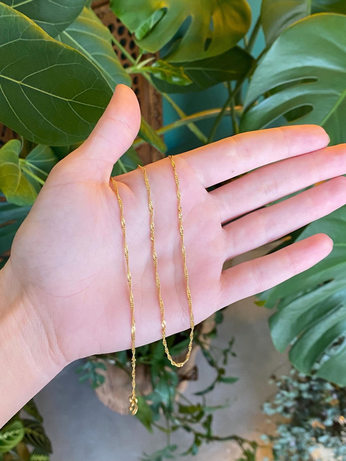 Vintage Solid 21k Yellow Gold Twist Chain Necklace - 19.25 inches