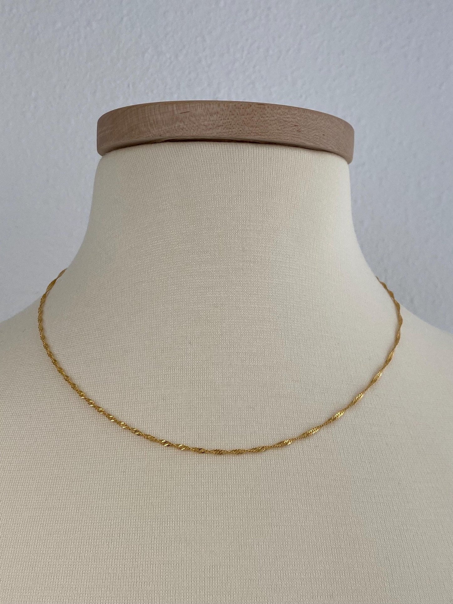 Vintage Solid 21k Yellow Gold Twist Chain Necklace - 19.25 inches