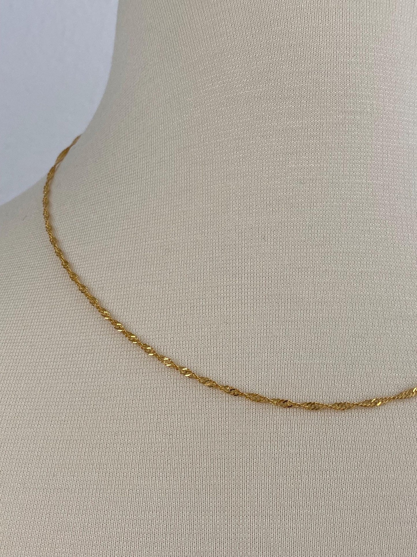Vintage Solid 21k Yellow Gold Twist Chain Necklace - 19.25 inches