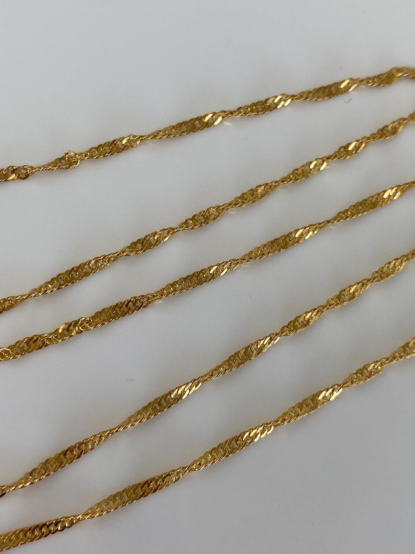 Vintage Solid 21k Yellow Gold Twist Chain Necklace - 19.25 inches